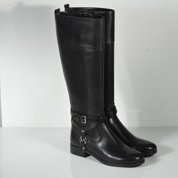 MICHAEL Michael Kors Preston Tall Black Leather Riding Boots Size 5.5M New - Picture 3 of 6